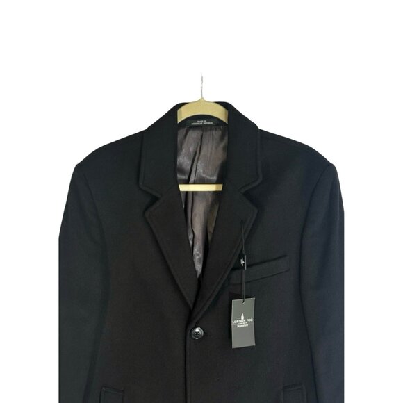 London Fog Signature Black Overcoat 38R Wool Blend Classic Fit Top Coat New - Picture 3 of 7